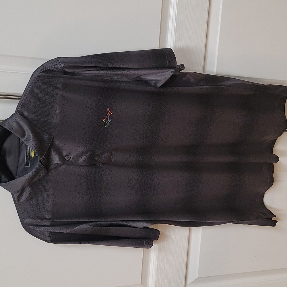 Men's Greg Norman large grey/black/white golf polo